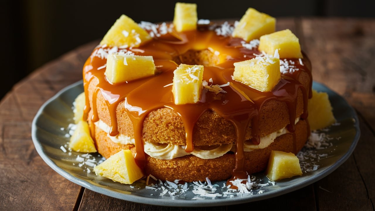 Bolo de Abacaxi com Doce de Leite