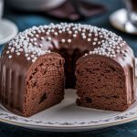 Bolo de Chocolate Irresistível com cobertura cremosa escorrendo, fatia cortada exibindo massa úmida em um prato rústico.